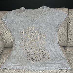 Party T-shirt V-neck Soft Heather Grey with Gold Lettering XL Gap